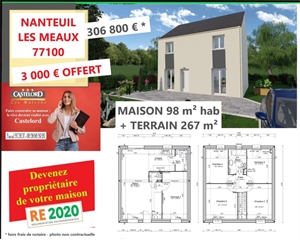 maison à la vente -   77100  NANTEUIL LES MEAUX, surface 98 m2 vente maison - UBI402886744